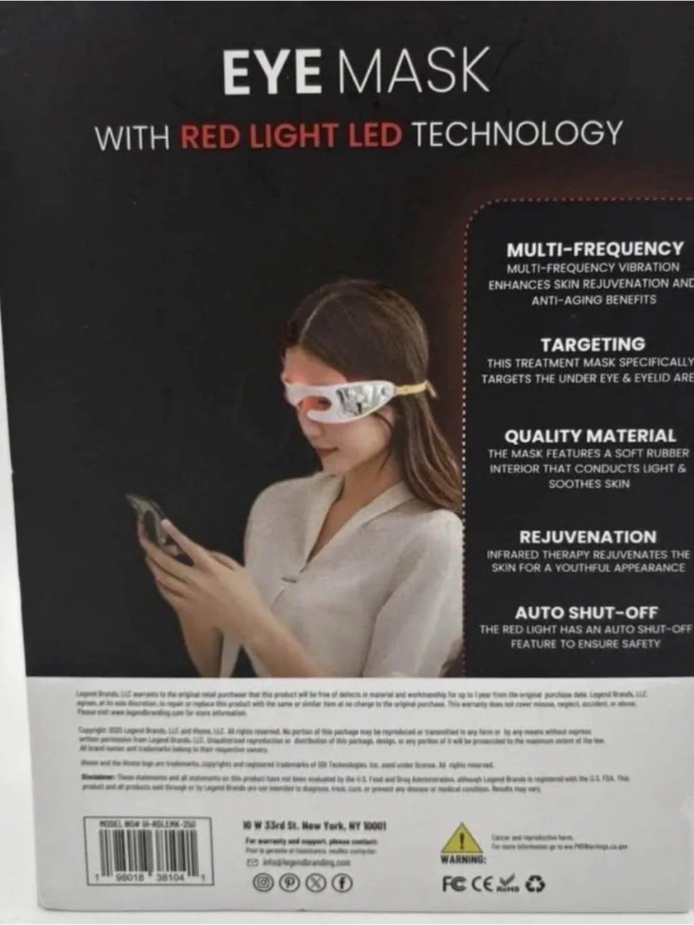 iHome Red LED Eye Mask - Red and Silver Red Light Therapy
